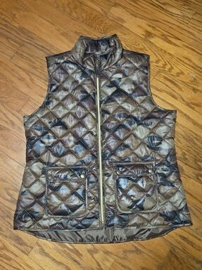 jason maxwell Quilted Camo Brown & Olive Women's Puffer Vest